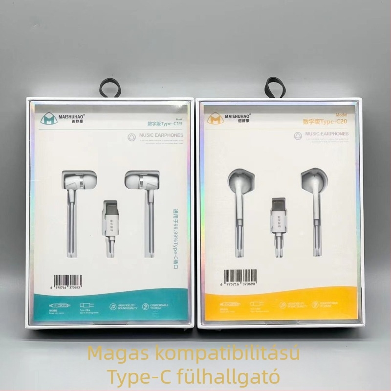 USB-C fülhallgató, vezetékes, mikrofonos, in-ear kivitel