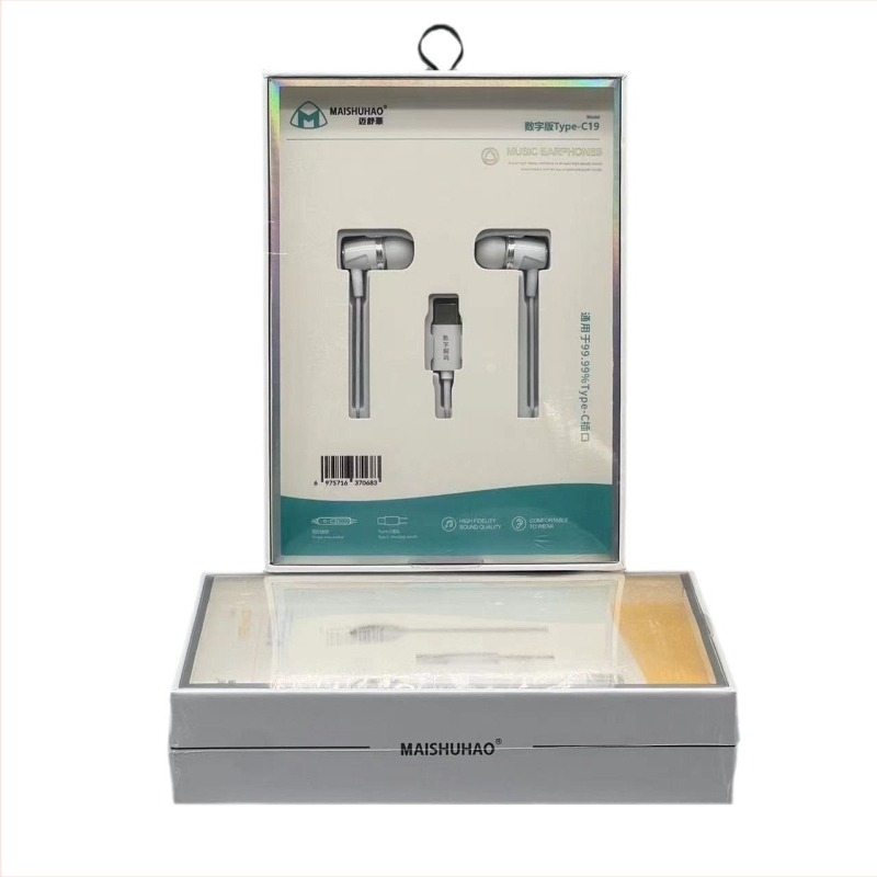 USB-C fülhallgató, vezetékes, mikrofonos, in-ear kivitel