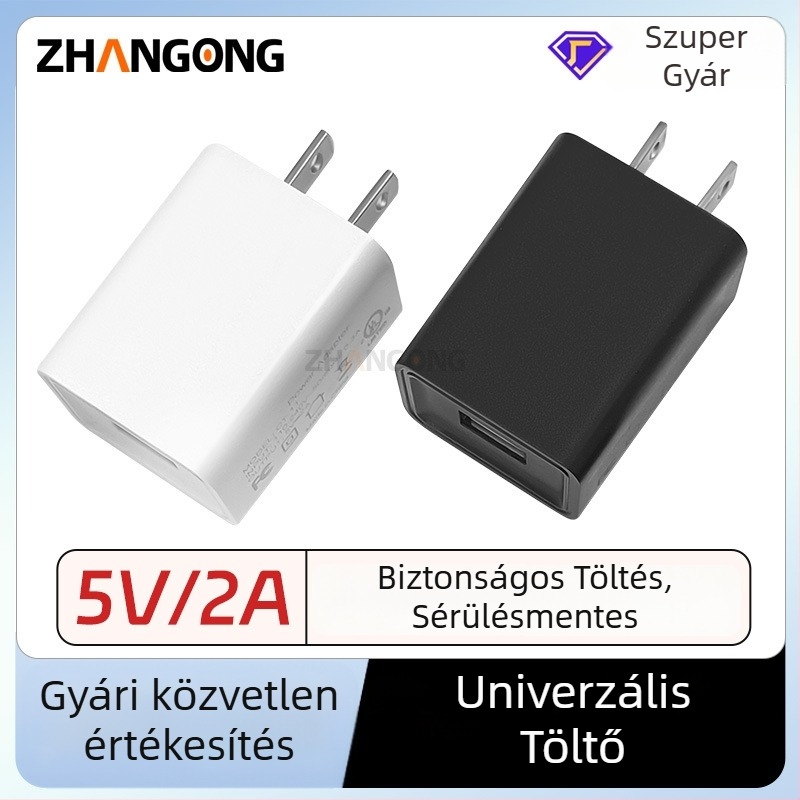 Zhan Gong 5V 2A USB töltő, tanúsított egyportos tápegység asztali lámpához, ventilátorhoz és telefonhoz, 2.4