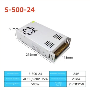 220V-től DC 24V-ig 500W kapcsolóüzemű tápegység elektromágneses nyomtató- és gravírozó berendezéshez, szigetelő lámpa