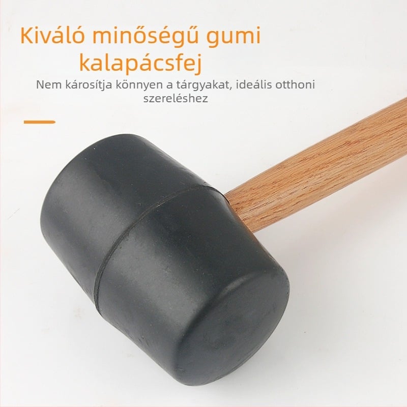 Gumi kalapács fa nyéllel, kerek fejű, csempe lerakásához és díszítéséhez