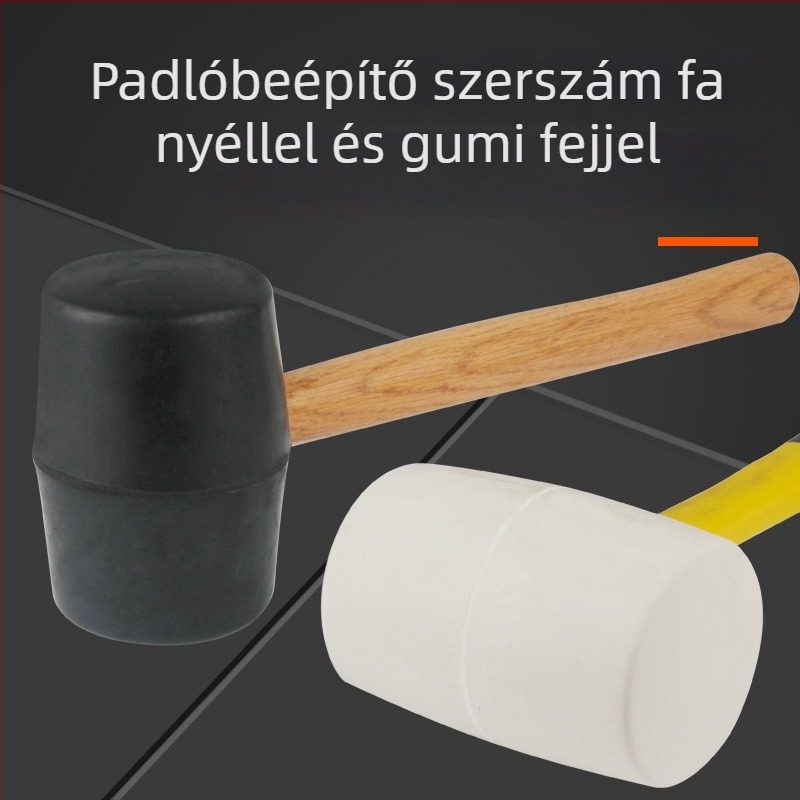 Gumi kalapács fa nyéllel, kerek fejű, csempe lerakásához és díszítéséhez