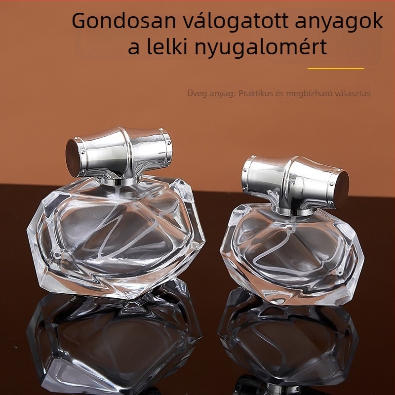 Magas minőségű üveg parfümös flakon bambusz fedéllel, hordozható, kifinomult üres permetezőflakon 30 ml