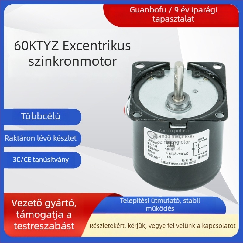 60KTYZ Excentrikus állandó mágneses szinkron motor, alacsony zajszint, előre-hátra, fogaskerekes hajtású, testreszabható