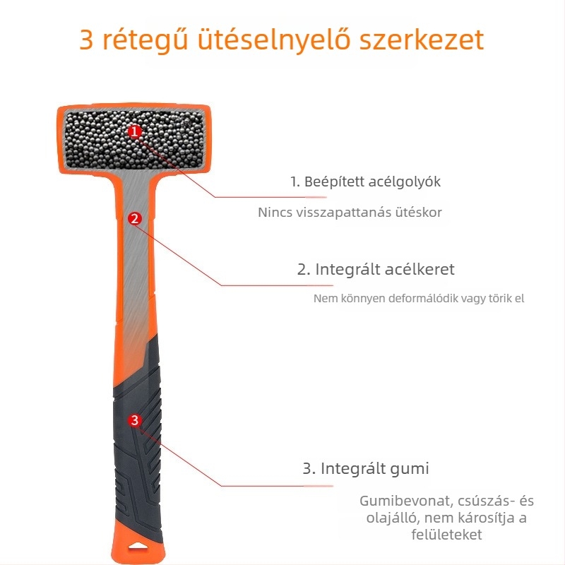 Műanyag markolattal és acél golyófejű kalapács – Többfunkciós szerelés- és felújítási eszköz csempéhez