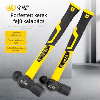 Golyófejű kalapács, magas széntartalmú acélból, 1 font, 2 darabos készlet, 300 mm teljes hossz, TPR markolat, otthoni felhasználásra és asztalos munkákhoz
