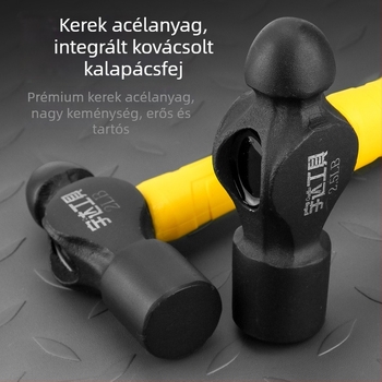 Golyófejű kalapács, magas széntartalmú acélból, 1 font, 2 darabos készlet, 300 mm teljes hossz, TPR markolat, otthoni felhasználásra és asztalos munkákhoz