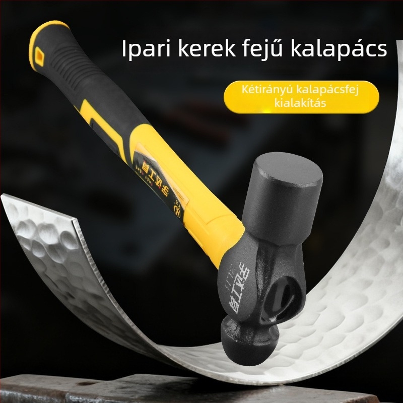 Golyófejű kalapács, magas széntartalmú acélból, 1 font, 2 darabos készlet, 300 mm teljes hossz, TPR markolat, otthoni felhasználásra és asztalos munkákhoz