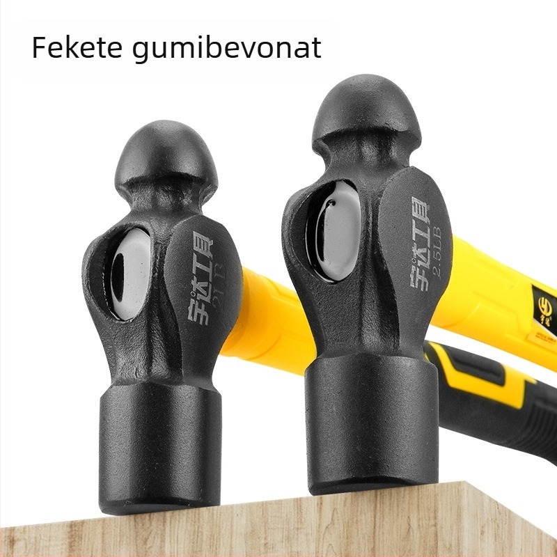 Golyófejű kalapács, magas széntartalmú acélból, 1 font, 2 darabos készlet, 300 mm teljes hossz, TPR markolat, otthoni felhasználásra és asztalos munkákhoz