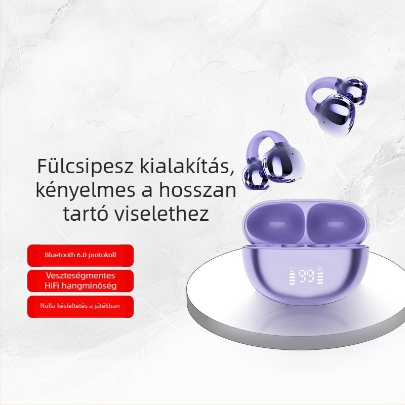 BH09 Bluetooth fülhallgató, klipszes kialakítás, 6.0, hosszú üzemidő, vezeték nélküli zajcsökkentés, rejtett kijelző, egyedi modell
