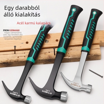 Egy darabból készített fogaskalapács, kerek fejű, vasnyél, háztartási faragáshoz, magas széntartalmú acél fej