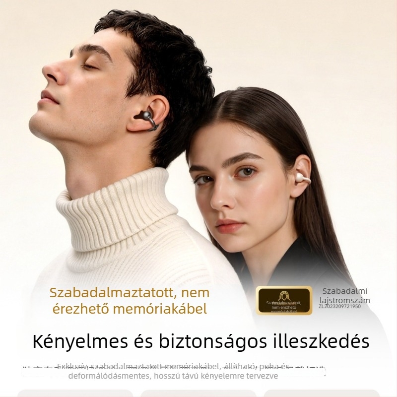 A5 fülcsipeszes Bluetooth fejhallgató, nyitott kialakítás, légvezetéses hangzás, hosszú akkumulátor-üzemidő, vezeték nélküli sporthallgató
