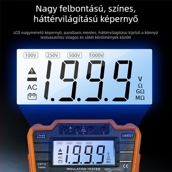 Intelligens szigetelés-ellenállás mérő digitális kijelzővel, 5000V, professzionális villanyszerelő számára