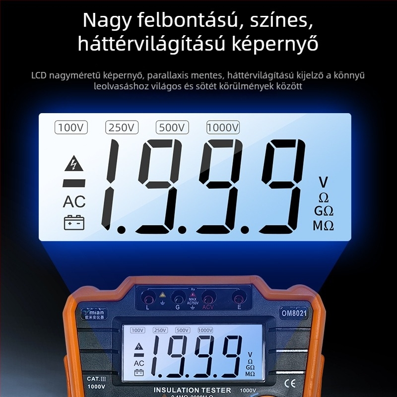 Intelligens szigetelés-ellenállás mérő digitális kijelzővel, 5000V, professzionális villanyszerelő számára
