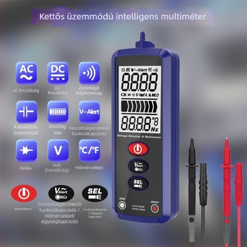 Okos égésvédelmes digitális multiméter, kontinuitásmérő és feszültségmérő, manuális és automatikus üzemmód