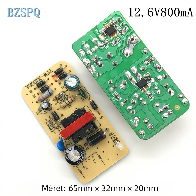 12,6V 0,8A lítium-ion akkumulátor csomag töltő – csupasz PCB, PWM kapcsoló tápegység