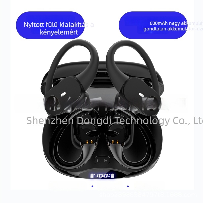 Vezeték nélküli TWS fülhallgatók nagy akkumulátorral, hosszú üzemidő, kültéri sportokra, fülhurok dizájn, IPX7, Bluetooth 5.3