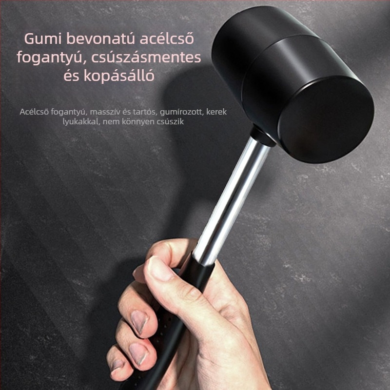 Acélcsőnyelű gumikalapács kerámia- és padlóburkolatokhoz, 300/400/500/750 g, fekete