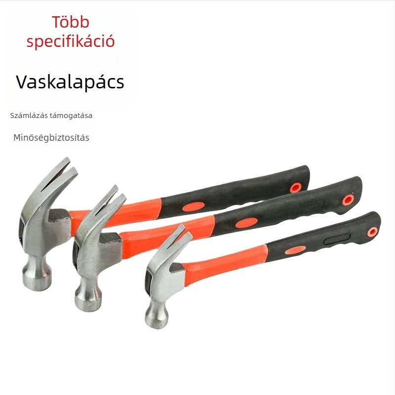 Mini műanyag borítású karmás kalapács, fej magas széntartalmú acélból, 270 mm hosszú, 0,35 kg, háztartási és építőipari használatra