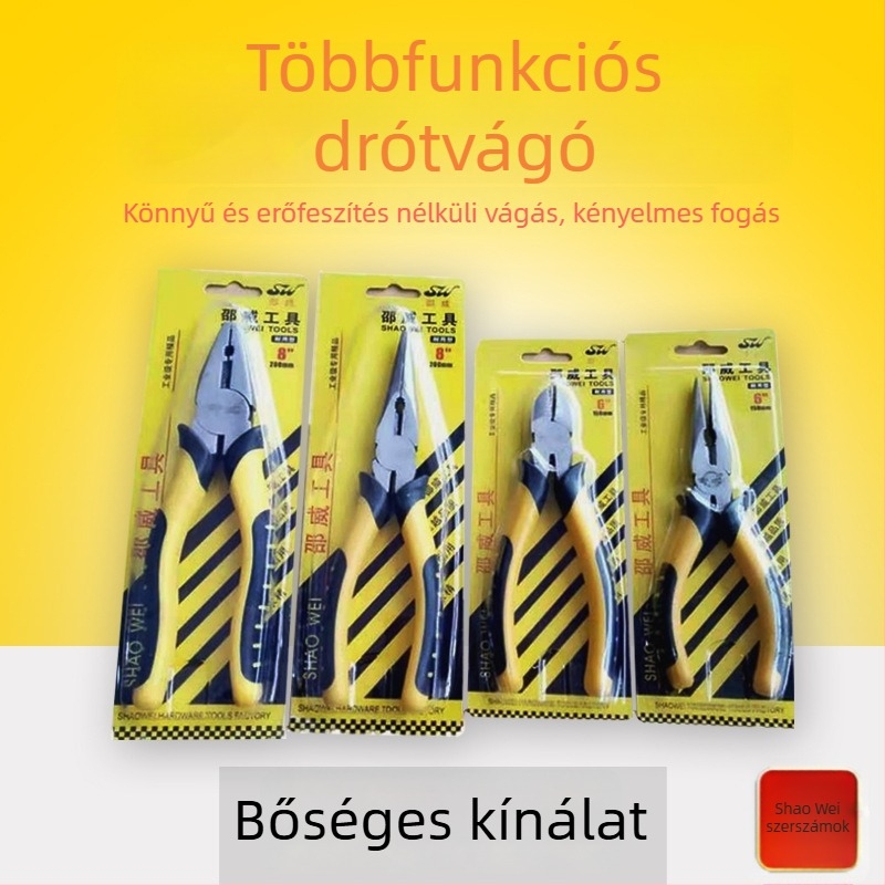 Shao Wei 8 hüvelykes sík végű fogó, kovácsolt és polírozott felülettel, ipari huzalszigetelés-eltávolító fogó