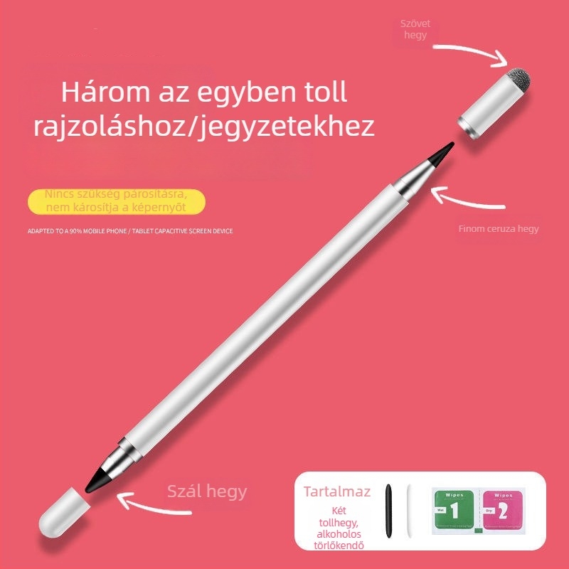 Érintőképernyős toll, kapacitív toll Apple eszközökhöz, vékony heggyel rajzoláshoz tableten, univerzális 3 az 1-ben
