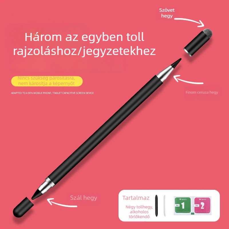 Érintőképernyős toll, kapacitív toll Apple eszközökhöz, vékony heggyel rajzoláshoz tableten, univerzális 3 az 1-ben