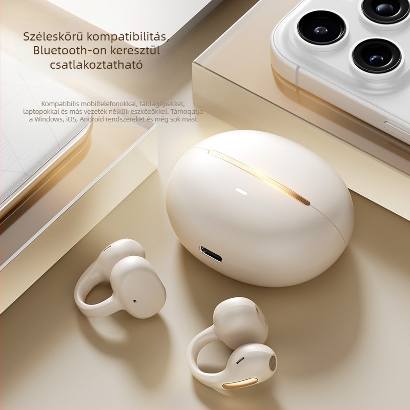M136 vezeték nélküli Bluetooth fülhallgató, fülcsipeszes kialakítás, puha szilikon, HD hang, sztereó, hosszú üzemidő, Bluetooth 5.3