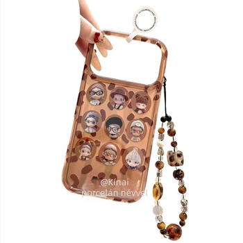 iPhone-ra készült leopárd mintás kilenc négyzetrácsos lánccal ellátott telefontok