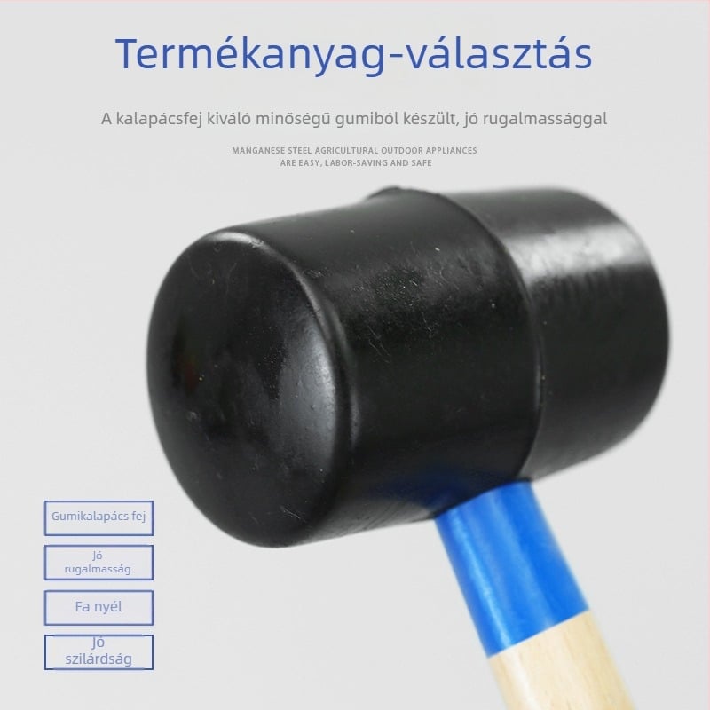 Gumi kalapács gömbölyű fa markolatú padló- és csempeburkolat szereléséhez - 200 g, 300 g, 400 g, 500 g
