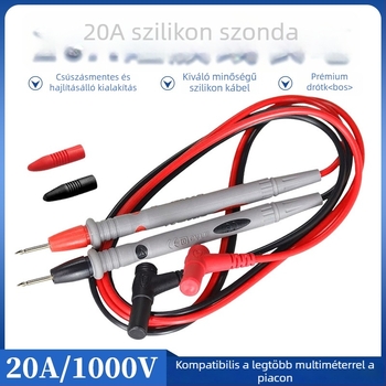 Szilikon tesztvezeték multiméterhez tompa végével, 1000V/20A, digitális multiméterhez való mérőkábel, hideg- és magas hőmérsékletnek ellenálló