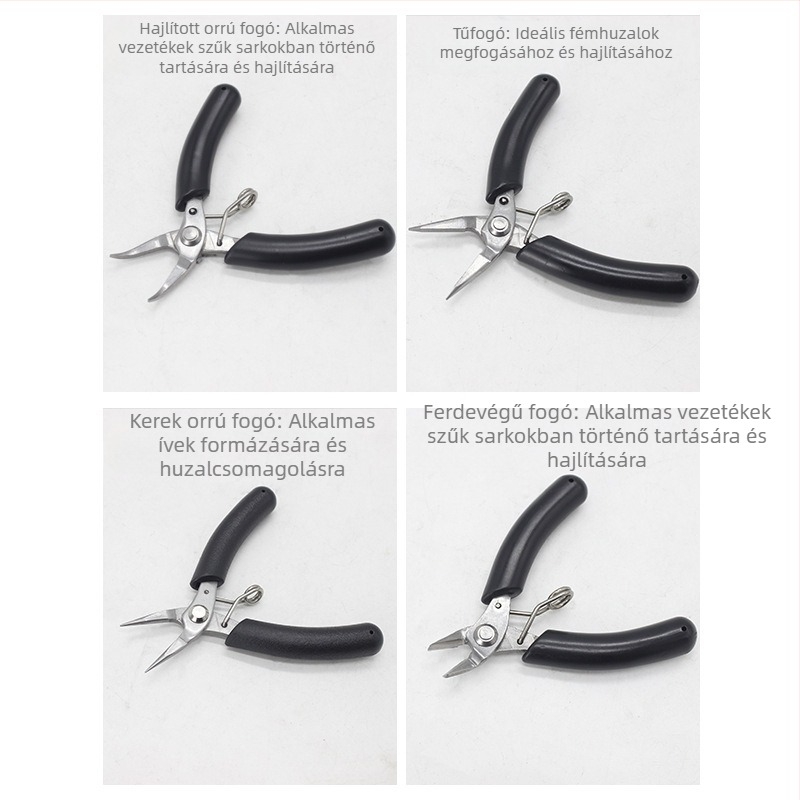 Mini ékszerfogó rozsdamentes acélból, csúszásmentes, fogak nélküli, kerek orrú, diagonális vágó, 4 hüvelyk, hegyes nasú fogó DIY huzalháló készítéséhez