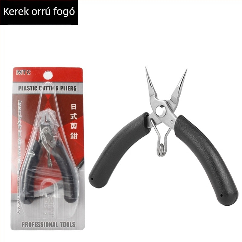 Mini ékszerfogó rozsdamentes acélból, csúszásmentes, fogak nélküli, kerek orrú, diagonális vágó, 4 hüvelyk, hegyes nasú fogó DIY huzalháló készítéséhez