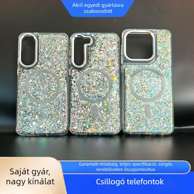 Csillogó gyantából készült telefon tok Apple, Samsung és Huawei számára — stílusos védőtok, ütésálló