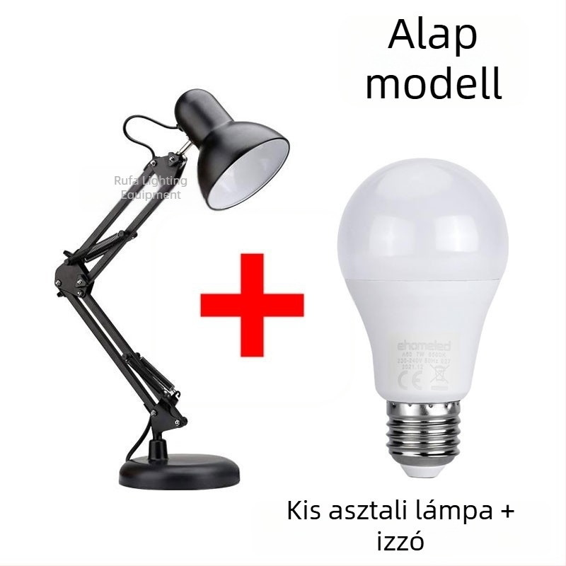 LED energiatakarékos asztali lámpa, ipari stílusú, hordozható, csíptetős asztali világítás iroda vagy hálószoba számára