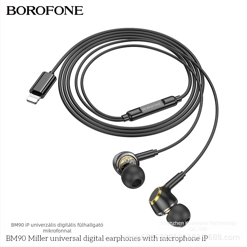 BM90 vezetékes in-ear fejhallgató mikrofonnal, Lightning csatlakozó, veszteségmentes hangzás, iPhone-hoz