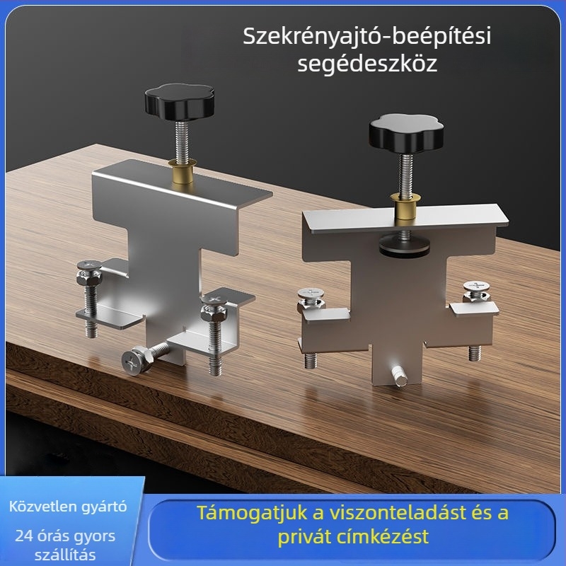 Szekrényajtó szerelési segéd, szintező eszköz, ajtóemelő, többfunkciós asztalos eszköz a szekrényajtók közötti részek beállításához és rögzítéséhez