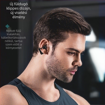 GE12 Vezeték nélküli Bluetooth headset, fülre csíptethető, levegő-vezetéses, nyitott dizájn sporthoz és futáshoz