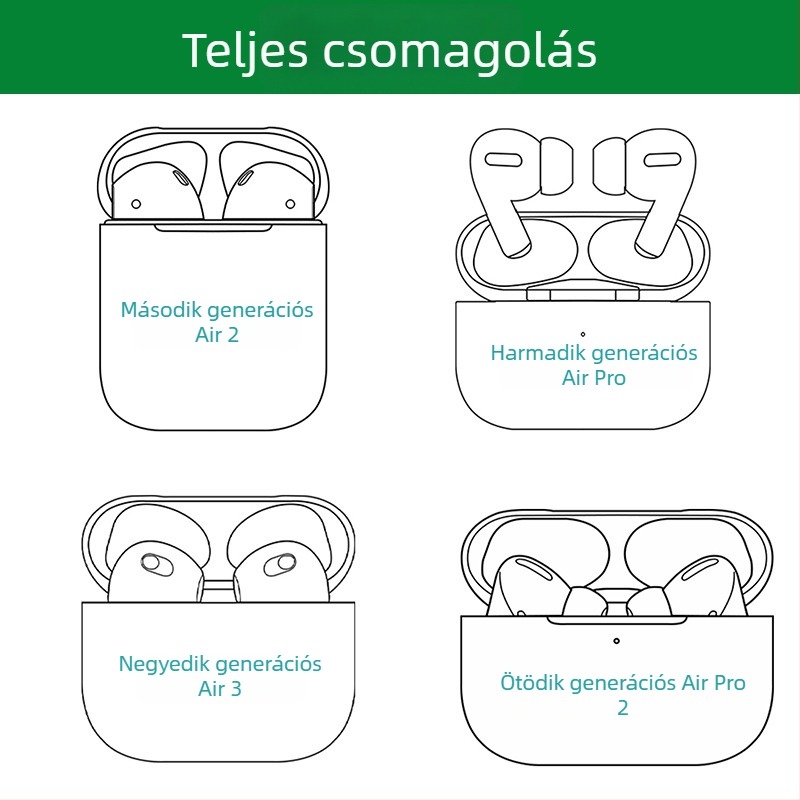 Loda-kompatibilis Apple vezeték nélküli Bluetooth fülhallgatók AirPro2, generációk 2–5