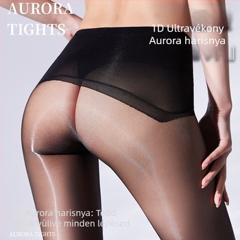 Ultra vékony 0D harisnya, Aurora átlátszó, magas derekú, seamless, fényes és selymes, lóolaj