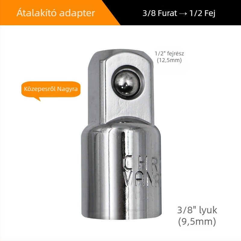 Cr-V acélból készült socket drive adapter fej, három mérettel: 1/2", 3/8" és 1/4" – ratchet kulcs adapter
