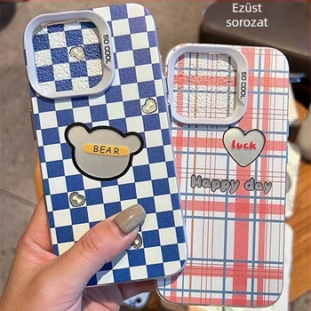 Cartoon ezüst színű védőtok iPhone 16/15/14-hez, IMD matt felület, ütésálló, aranyos minimalistikus dizájn