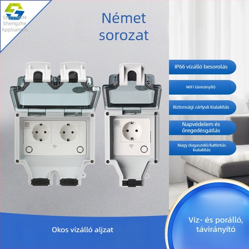 86 típusú kültéri vízálló kapcsoló, 16A, európai szabvány szerinti német stílusú aljzat, IP66, intelligens alárendelt vezérlő aljzat