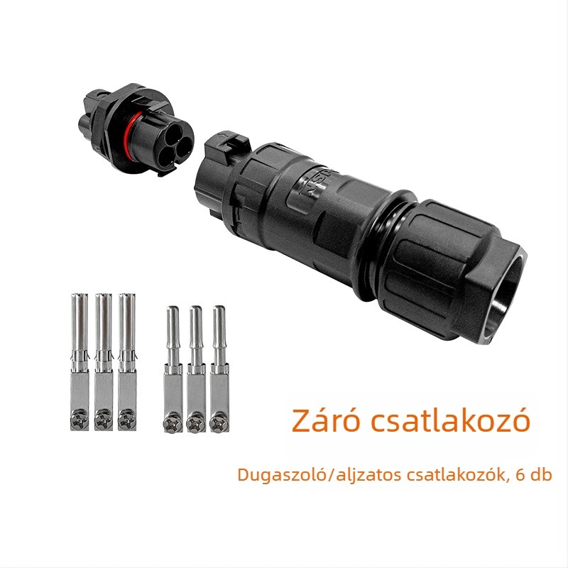 3-eres csatlakozó, 21 mm vezetékátmérőjű vízálló csatlakozó AC 500 V, férfi és női párosító csatlakozók nagy átmérőjű kábelekhez