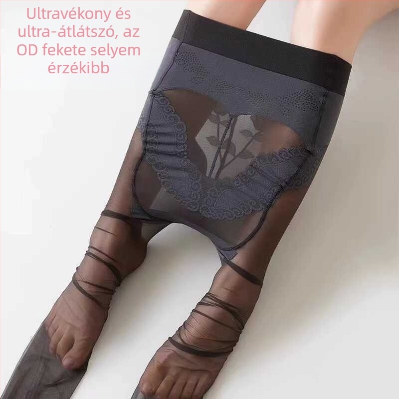 Női ultraték harisnya rózsás mintával – átlátszó nyári viselet, hasformázó és fenékemelő hatás, láthatatlan