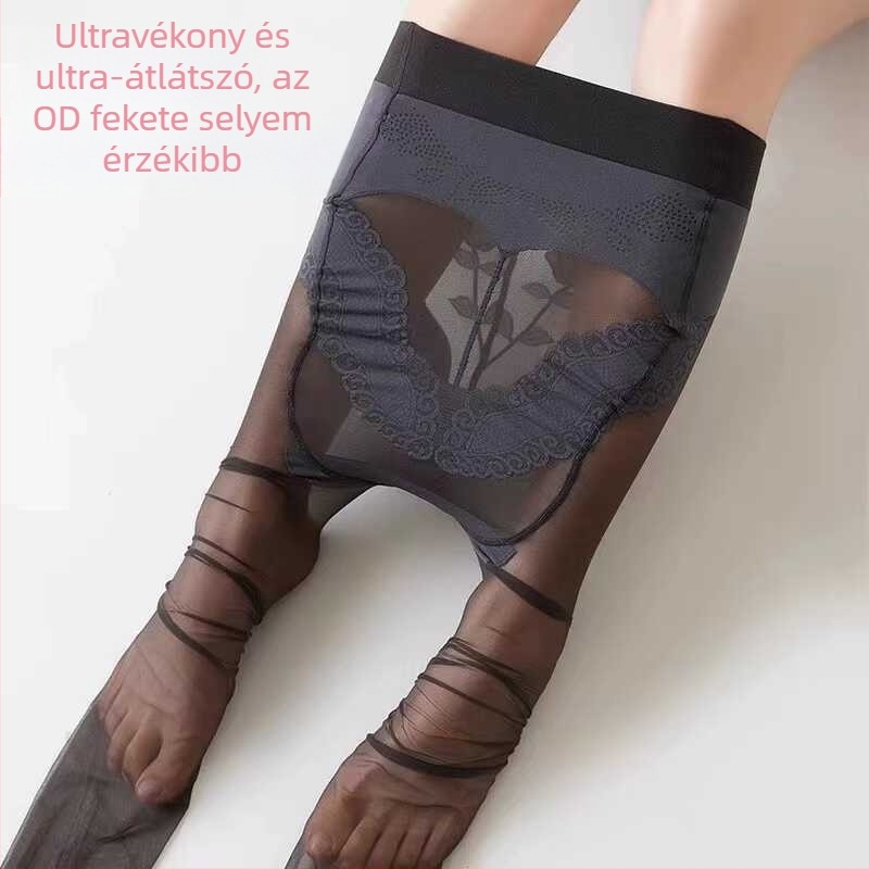 Női ultraték harisnya rózsás mintával – átlátszó nyári viselet, hasformázó és fenékemelő hatás, láthatatlan