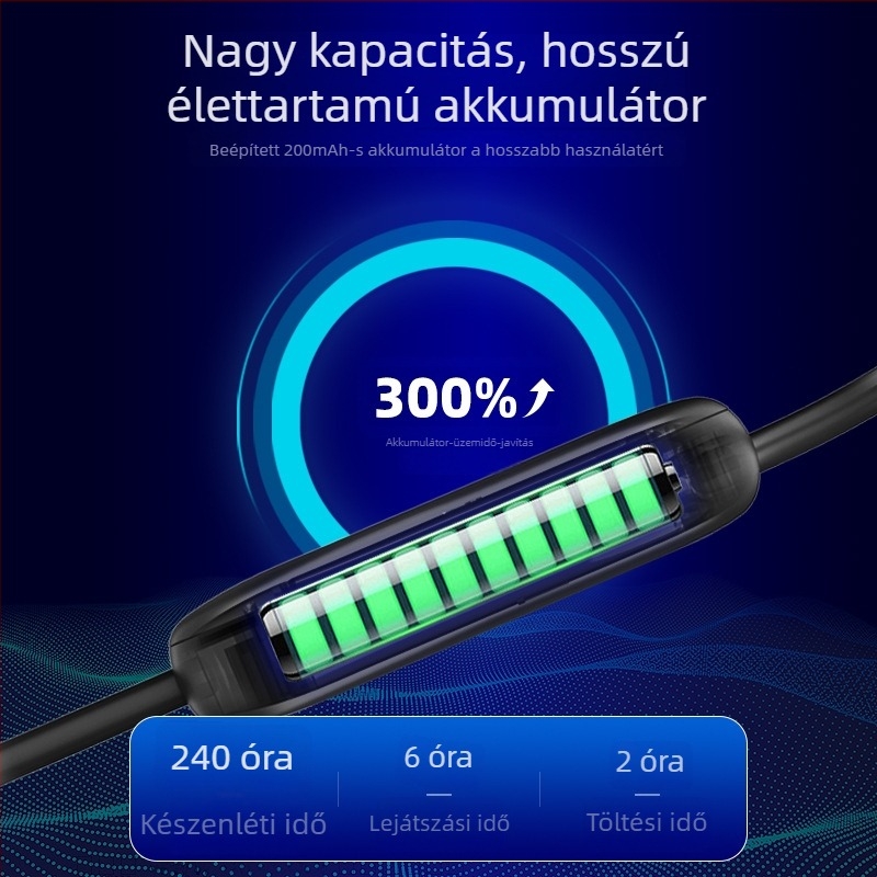 Csontvezetéses sportfülhallgató Bluetooth-szal, úszáshoz és futáshoz, nyakba akasztott, IPX8 vízálló.