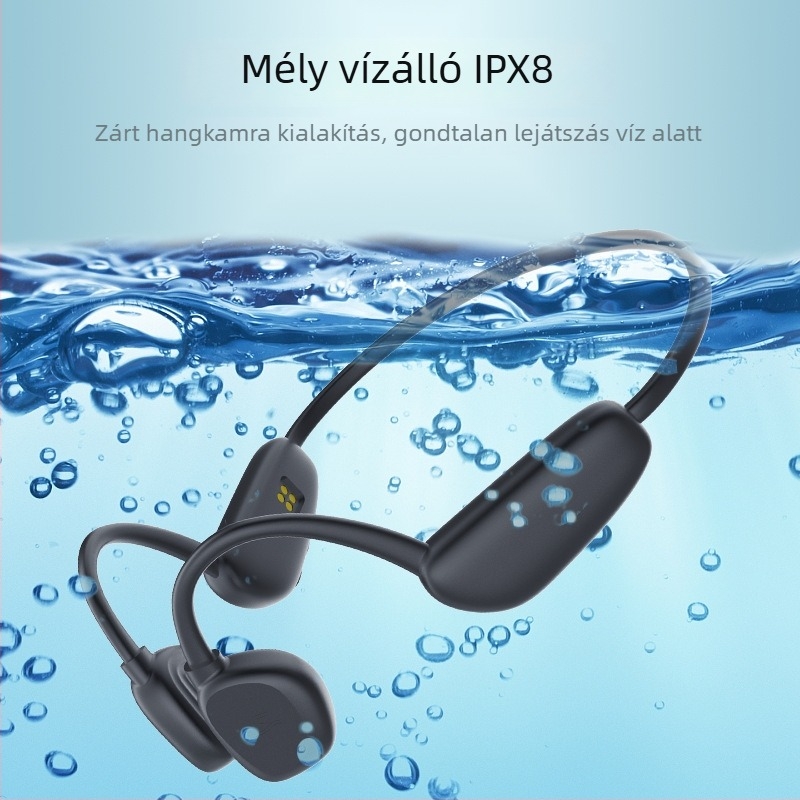Csontvezetéses sportfülhallgató Bluetooth-szal, úszáshoz és futáshoz, nyakba akasztott, IPX8 vízálló.