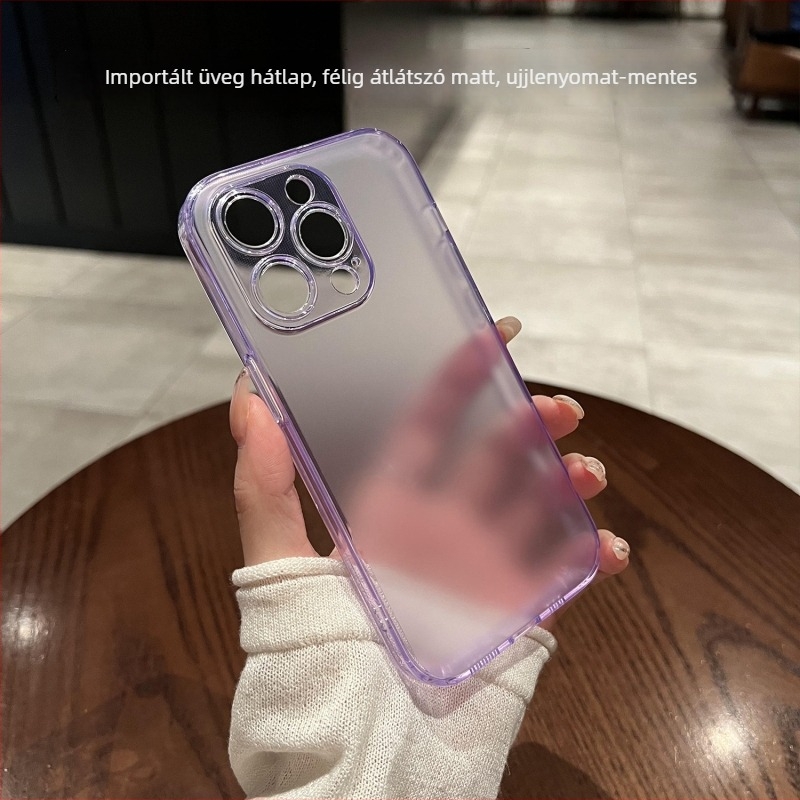 iPhone 16, 15 Pro és 13 modellhez készült anti-ujjlenyomat-mentes matt üveg védőtok – teljes védelem