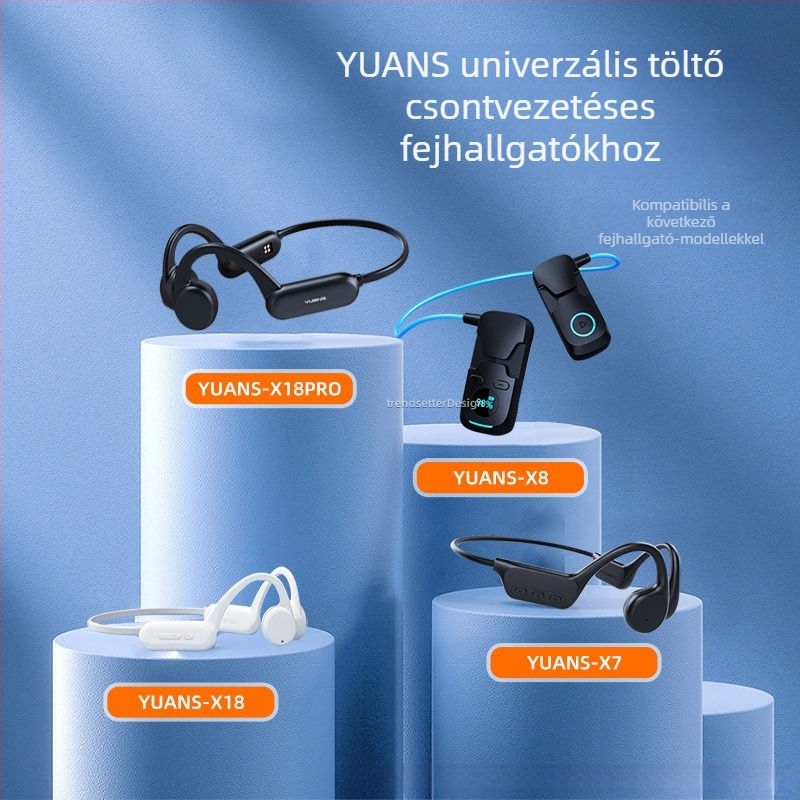 Csontvezetéses vezeték nélküli fülhallgató úszáshoz, kompakt kialakítás mágneses töltőkábel