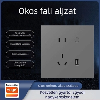 Graffiti Zigbee falra szerelhető intelligens konnektor 86-os típusú dobozhoz, hangvezérlés és mobilalkalmazásos távoli vezérlés
